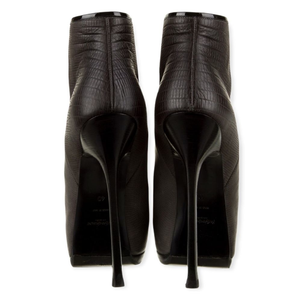 YVES SAINT LAURENT Leather Snake Print Tribtoo 105 Platform Ankle Booties 40 - Picture 5 of 9